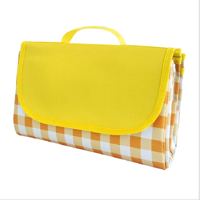 Esterilla de exterior portátil y lavable a máquina para acampar, con rejilla amarilla, 2 x 2 m/6,6 x 6,6 pies, impermeable, para pícnic