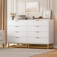 thumbnail image 2 of 4 Dresser for Bedroom, 34.5" Modern Fluted with Storage, Dresser Chest of Drawers with Gold Handles for Bedroom, Living Room, Closet,White, 2 of 9