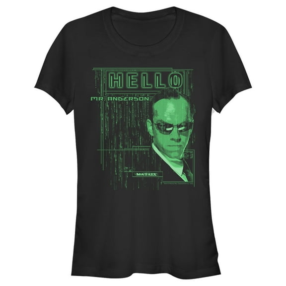 Junior's The Matrix Hello Mr. Anderson  Graphic Tee Black Large