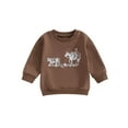 thumbnail image 1 of xiaxaixu Toddler Boy Fall Western Sweatshirt Long Sleeve Round Neck Cattle Print Pullover Loose Tops, 1 of 9
