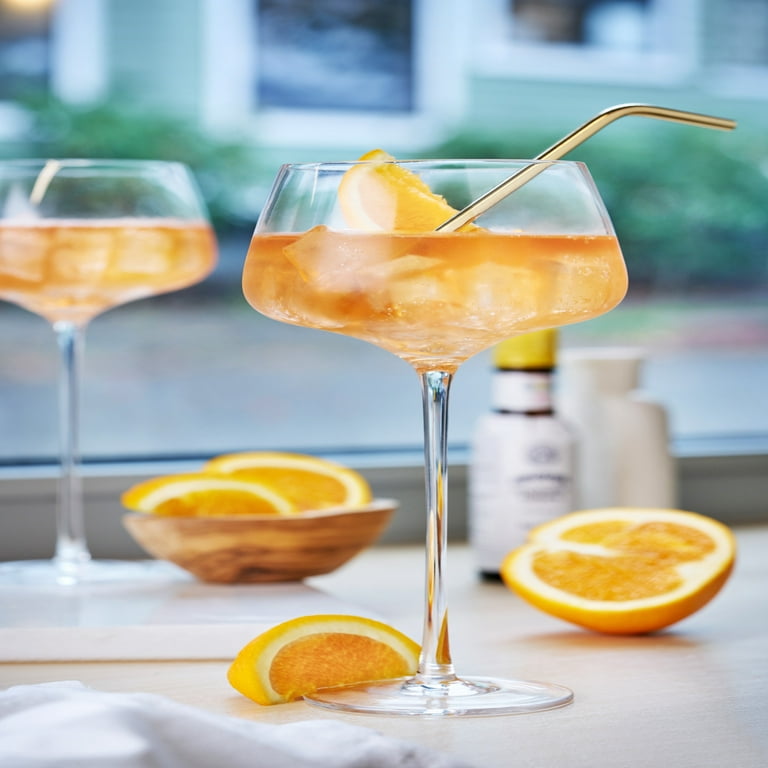 Viski Raye Angled Stemmed Amaro Spritz Cocktail Glasses - Drink