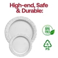 thumbnail image 7 of Smarty 10.25" White Silver Hammered Rim Round Plastic Dinner Plates 120ct, 7 of 7