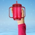 thumbnail image 2 of ABPETE Adult Sippy Cups for Elderly 12 oz Straw Sippy Cups with 2 Handles No Spill for Adults Spill Proof Dysphagia Cup for Disabled Patients(Red), 2 of 12