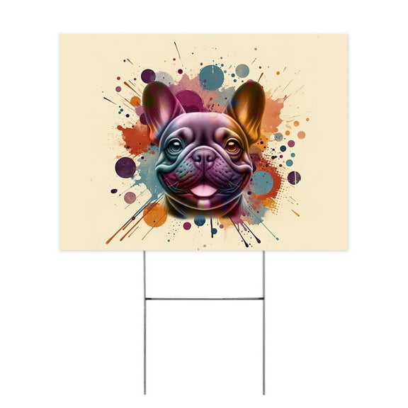 French Bulldog Portrait Watercolor Vintage Retro Styles Yard Sign Dog Lover Gifts Outdoor Home Lawn Garden Porch Decor - 00001