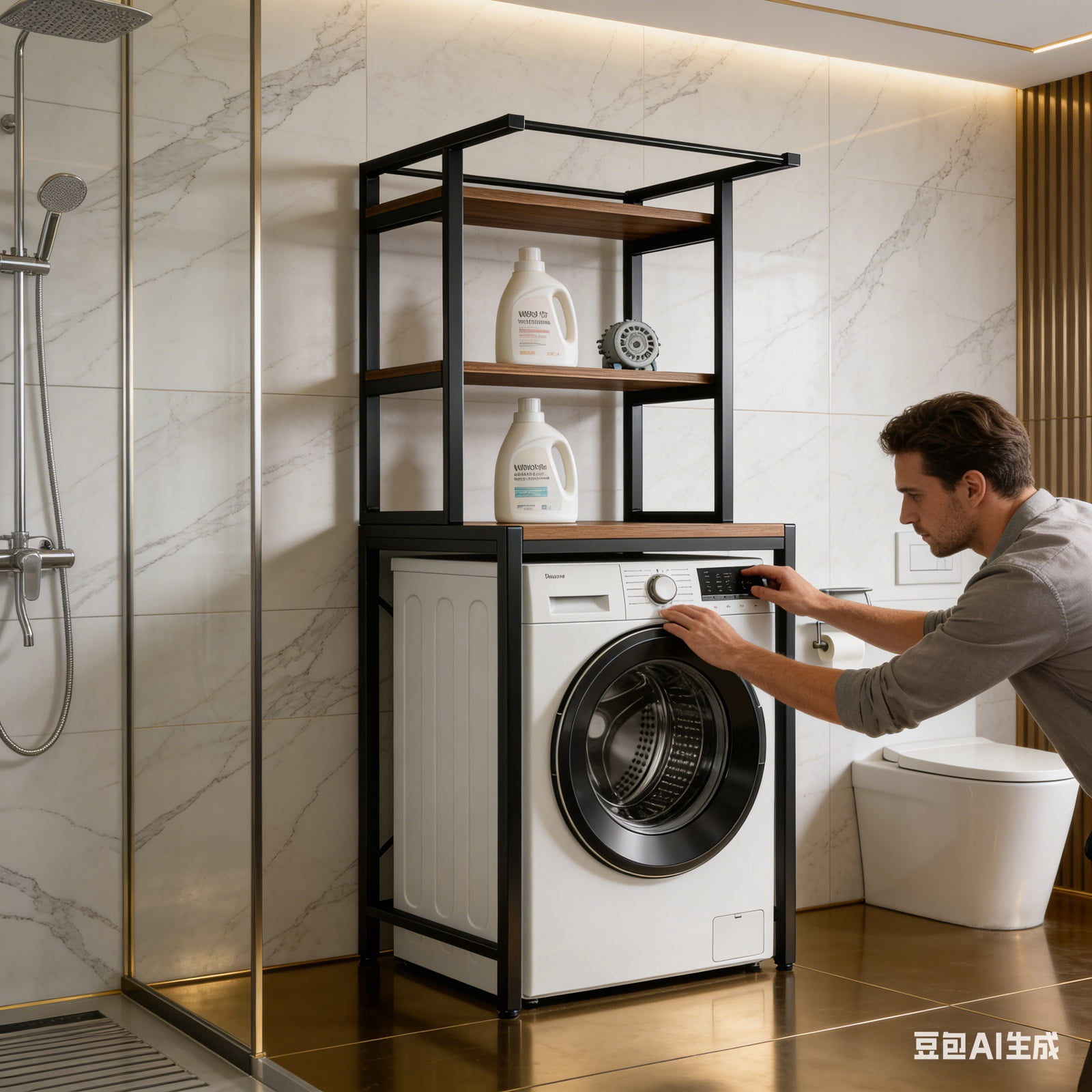 WanKaMom Metal Storage Shelves, Heavy Duty Over The Washer Dryer Shelf, Freestanding Garage Rack for Space Saving, \ 