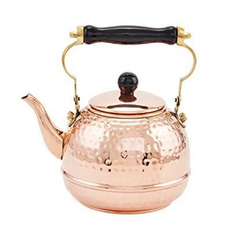 Solid Copper Designer Pendant - Old Dutch Solid Copper Hammered Teakettle with Wood Handle and Knob, 2-Quart