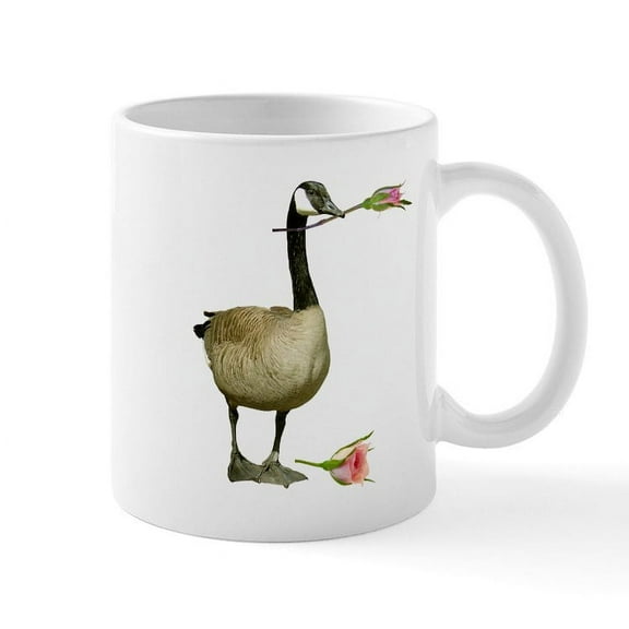 CafePress - Canada Goose With Rose Mug - 11 oz Ceramic Mug - Novelty Coffee Tea Cup
