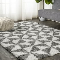 JONATHAN Y LONDON SHAG 3 x 5 Area Rug, Alcudia Geometric - Beige/Dark Gray, SHG100A-3