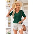 thumbnail image 2 of Arach&Cloz Women's V-Neck Short Sleeve Special Rib Knitted Pattern Casual Tops Sweater Spring Summer 2025, 2 of 6