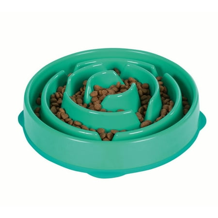 Outward Hound Stop Bloat Slow Feeder Dog Bowl, Teal, Large