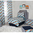 thumbnail image 4 of Bacati - Liam Aztec Kilim Aqua/Orange/Navy Tailored with 100% Cotton Percale 13 inch drop Crib/Toddler Bed Skirt, 4 of 4