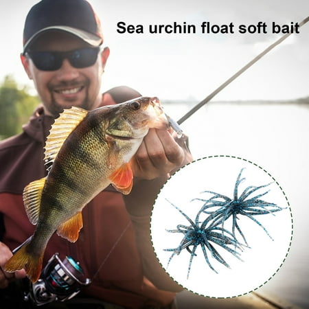 Ettsollp 2Pcs 6.88CM/1.7G Soft Sea Urchin Lure with Swimming Skirts Colorful Artificial Bait Saltwater Freshwater Bass Walleye Trout Fishing Accessories