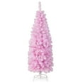 thumbnail image 1 of Costway 5 FT Pre-lit Christmas Tree Hinged Pencil Xmas Decoration with 190 LED Lights Pink, 1 of 10