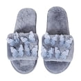 thumbnail image 2 of uublik Womens Fuzzy Slippers Indoor Home Slippers House Slippers Open-Toe Breathable Winter Indoor Slippers, Gray, 2 of 7