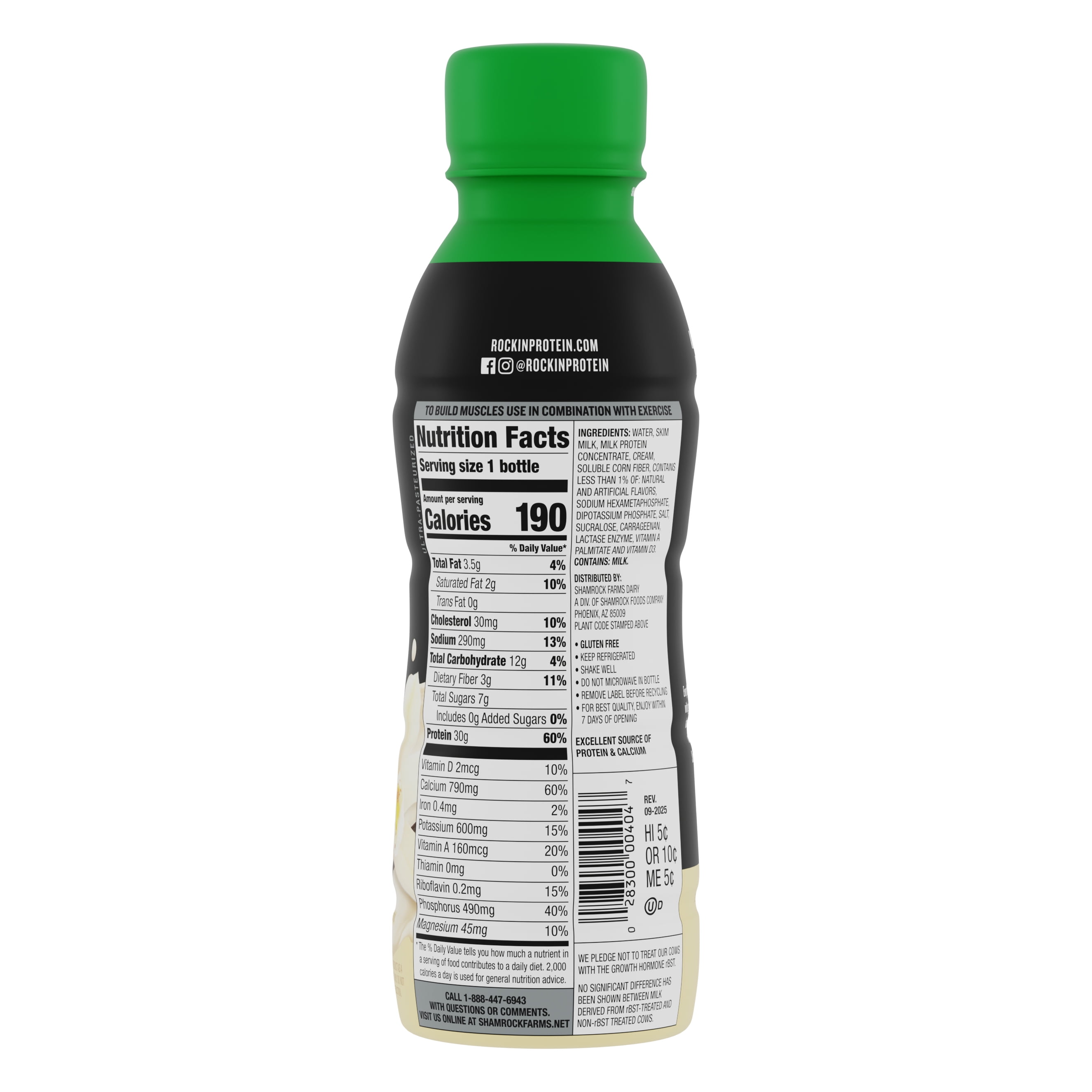 Shamrock Farms Rockin' Protein Builder, Vanilla, 12 fl. oz. Lactose Free Nutrition Drink