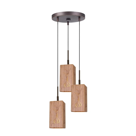Woodbridge Lighting Light House 3Lt Bamboo Cluster Pendant in Vessel/Bronze