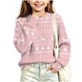 thumbnail image 4 of Wilark Girls Christmas Sweater Long Sleeve Cute Pullover Crew Neck Kids Festival Tops Pink 9-10 Years, 4 of 8