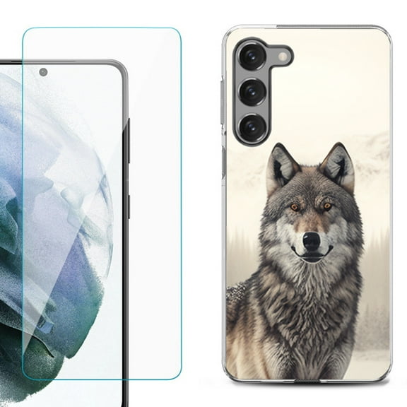 Shockproof Fashion Phone Case for Samsung Galaxy S23 5G, by OneToughShield ® - Wolf Snow