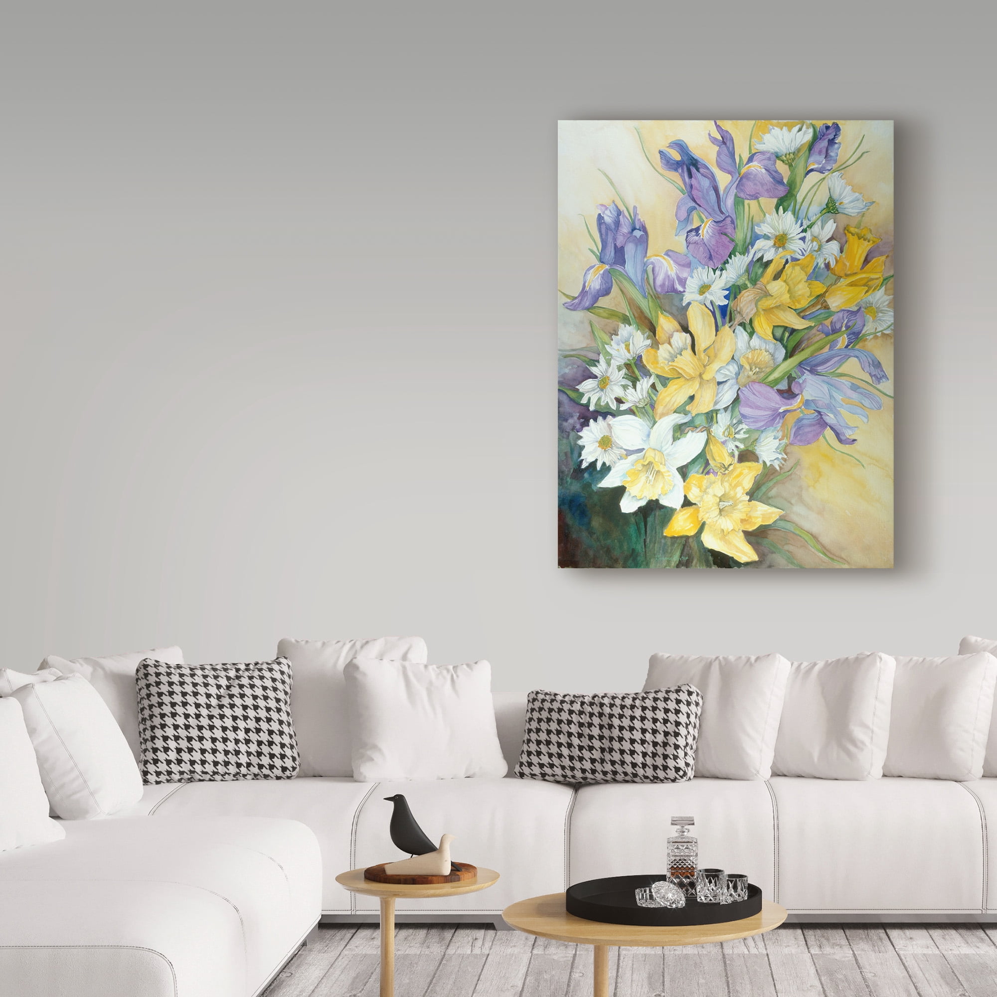 Trademark Fine Art 'Iris Daisies And Daffodils' Canvas Art by Joanne Porter