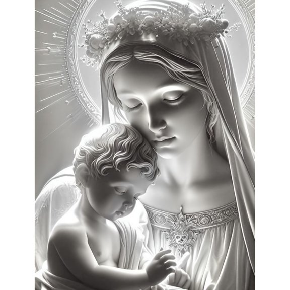 5D DIY Artificial Full Diamond Painting Set - Adult Beginner, Virgin Mary Holding Baby Diamond Art, Sparkling Rhinestone, for Home Wall Decor & Gift - Perfect for Art Lovers & Adults
