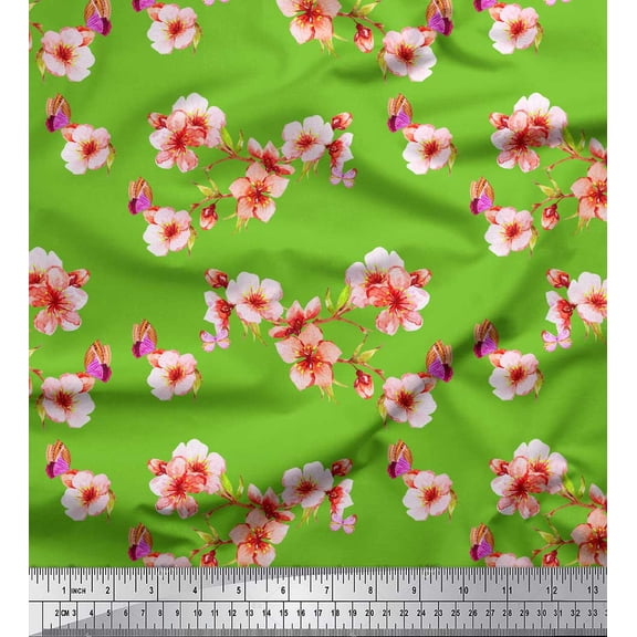 Soimoi Cotton Duck Fabric Blossom Floral Fabric Prints By Yard 42 Inch Wide