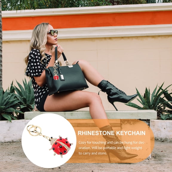 Key Ladybug Charm Pendant Keychain Chain Keyring Handbag Purse Backpack Car Holder Ring Souvenirs Sparkling Keychains