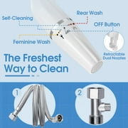Ultra-Slim Bidet Attachment for Toilet, 2 Nozzle with Self Cleaning, Non-Electric White, 1 Pack, 15inch