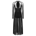 thumbnail image 5 of Aiihoo Womens Lyrical Dance Dress Glittery Rhinestones Sheer Mesh Flowy Split Maxi Dress Leotard Dresses Black XXL, 5 of 7