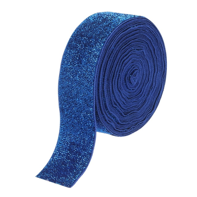 Unique Bargains Metallic Glitter Velvet Ribbon 1 9/16"x 10 Yard Single Face Sparkle Ribbon Gift Wrapping Royalblue