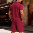 thumbnail image 6 of Xcmzpl Men Sets Outfits 2 Piece Shirts and Shorts Quarter Zip Collared Golf Shirts Summer Beach Track Suits with Pocket, 6 of 7