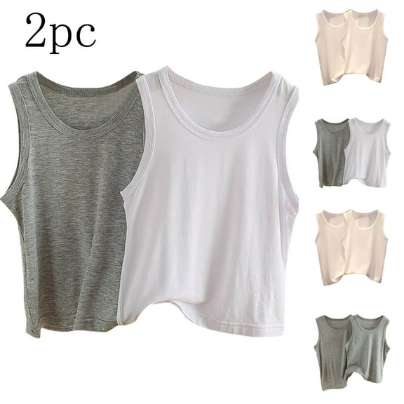 HAOTAGS Toddler Boys 2pc Tank Tops Solid Color Sleeveless Casual Summer Cotton Undershirts Gray 5 Years