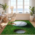 thumbnail image 3 of Design&I 5'x7' Washable Area Rug Golf Ball Sport Design With Bold Realistic Dimple And Tee Accents for Guest Room, Lounge, Apartment, Flatweave & Daily Traffic Ready, 3 of 7