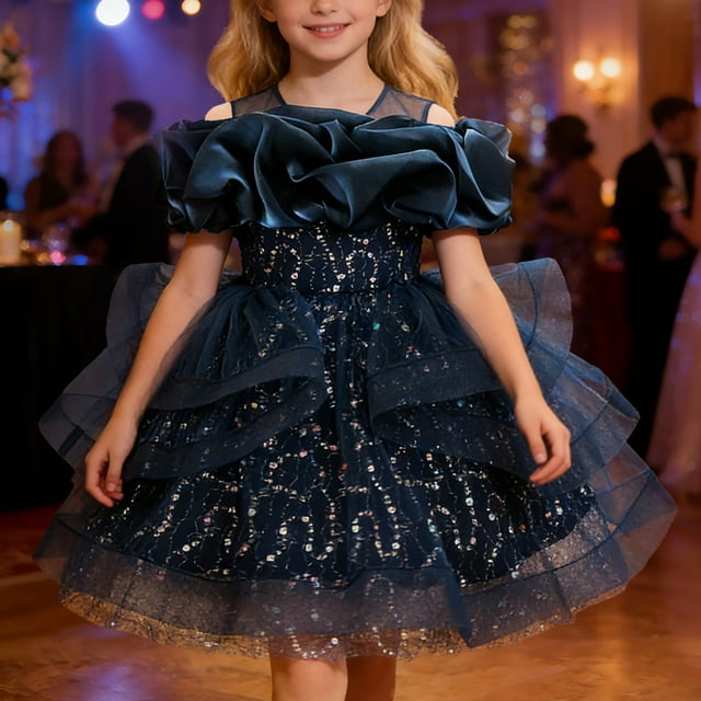 Enchanting Girls Party Dress Puffy Gown for Pageant Performance Recital for Everyday Occasions