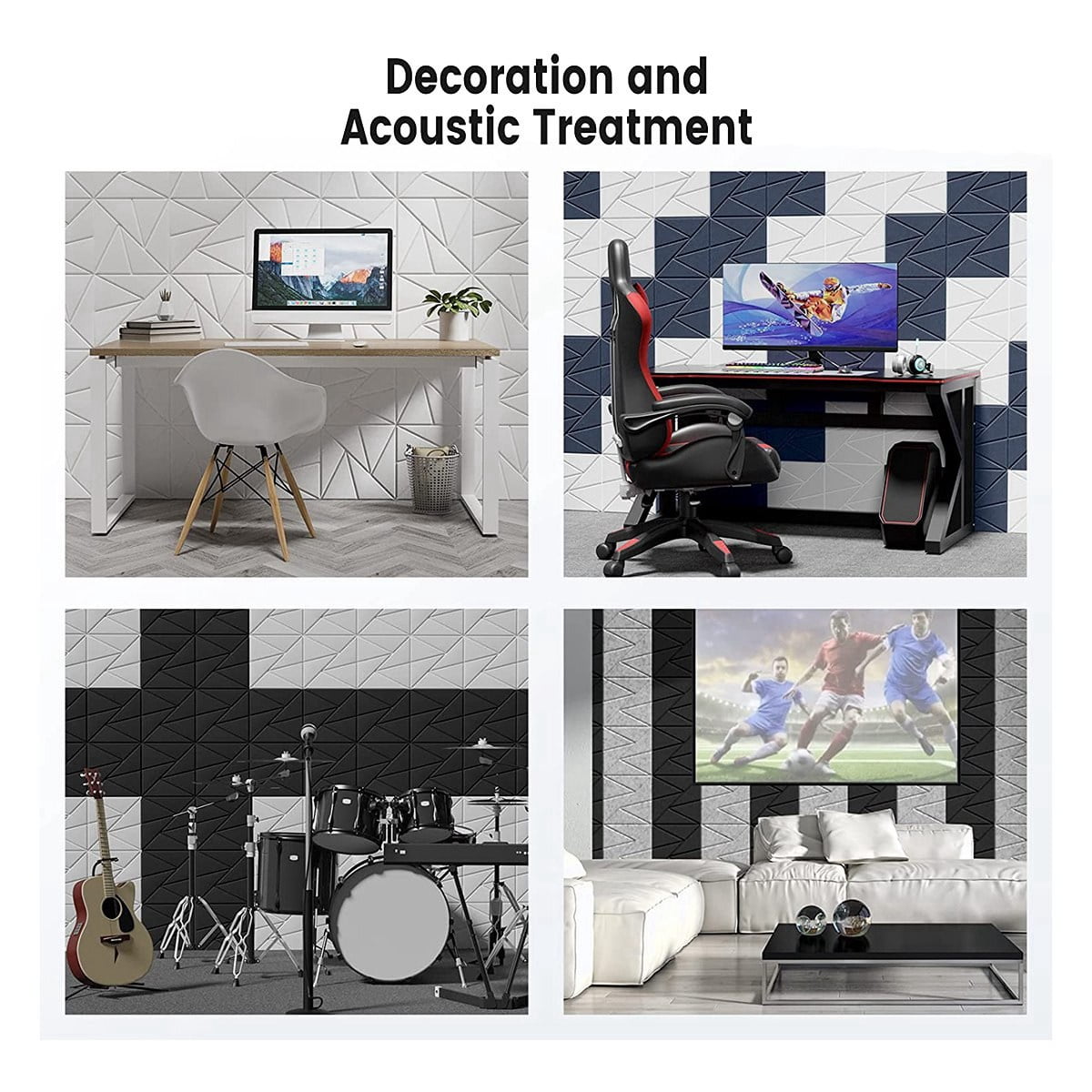 12Pack Acoustic Panels with Self-Adhesive, 12X 12X 0.4Inch Sound Proof Foam Panels,Sound Panels High Density, White