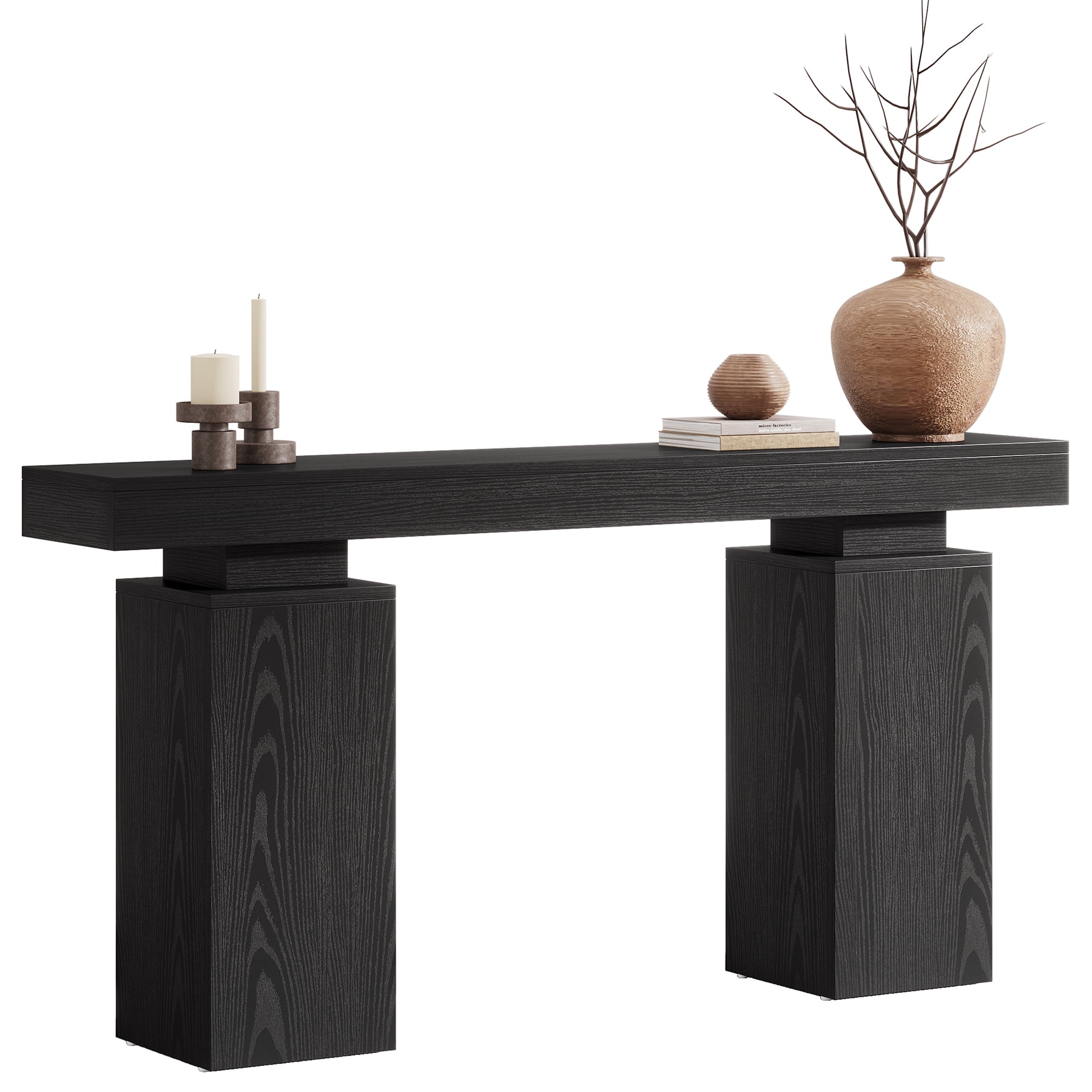Fnova 63" Farmhouse Console Table, Long Wood Entryway Table for Foyer, Easy Assembly, Hallway Accent Furniture Behind Couch, Living Room Decor Stand