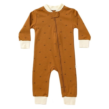 

Haite Newborn Romper Zipper Jumpsuit One Piece Bodysuit Autumn Playsuit Party Long Sleeve Brown 73