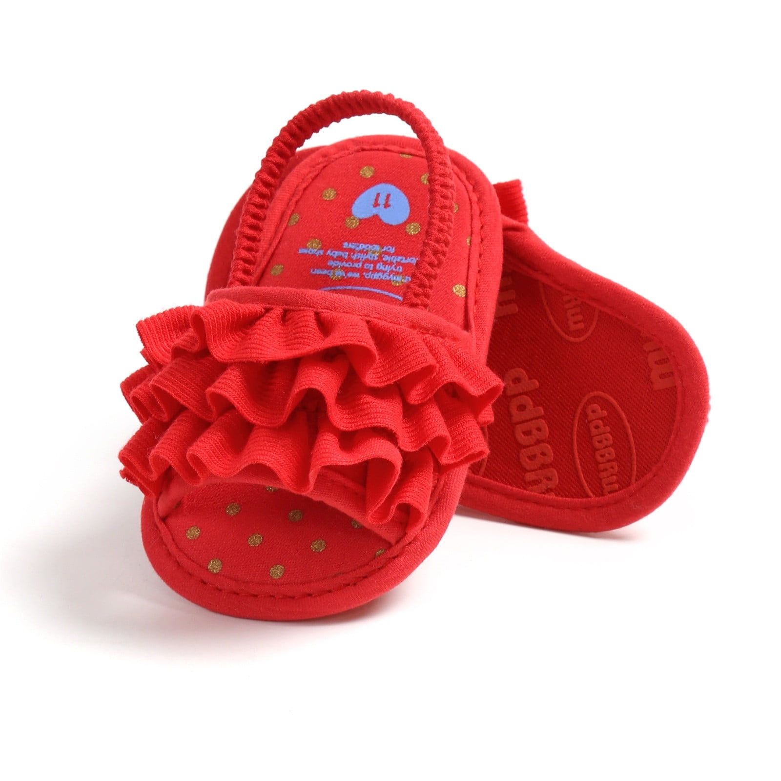 Penkiiy Baby Toddler Infant Girls Soft Open Toe Summer Sandals Flower Princess Flat Shoes Red for 9 12 Months