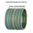 thumbnail image 3 of Efulgenz Indian Bangle Set Rhinestone CZ Plain Metal Bracelet Bangle Jewellery for Women (20 Pcs) Size-2.4, Green, 3 of 6