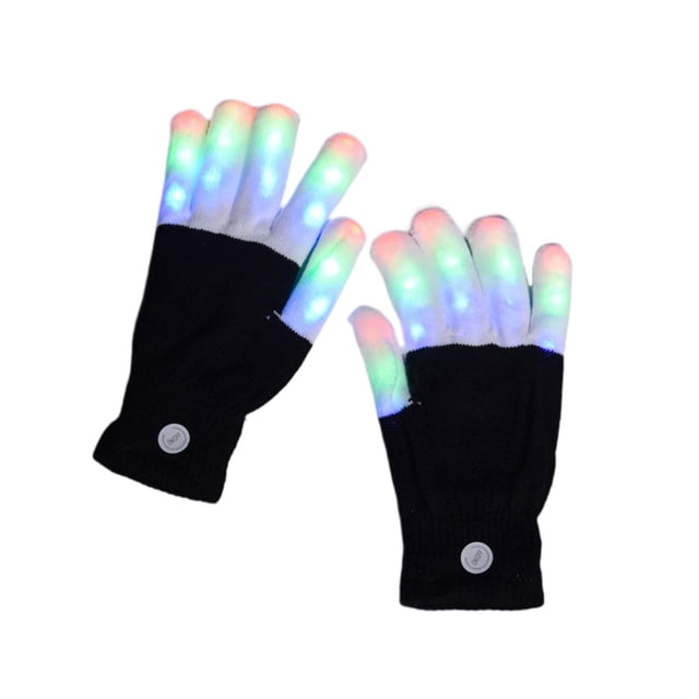 Guantes con luz LED, mitones, regalos de fiesta, disfraces de Halloween, iluminación para las yemas de los dedos blanco negro