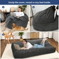 thumbnail image 6 of Convertible Bean Bag Chair Bed for Adults, Full Size Corduroy Floor Sofa with Washable Cover & High-Density Foam, No Assembly, Dark Gray, 6 of 8