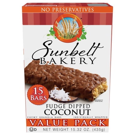 Sunbelt Bakery Value Pack Fudge Dipped Coconut Chewy Granola Bars  15.32 oz