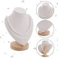 thumbnail image 3 of 1pc Bust Shaped Velvet Necklace Display Stands with Wood Pedestal Old Lace 14.05x8.55x18.3cm Velvet, 3 of 5