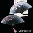 thumbnail image 2 of Abanico plegable de bambú hecho a mano, estilo japonés, 21 cm, color negro, 2 of 6