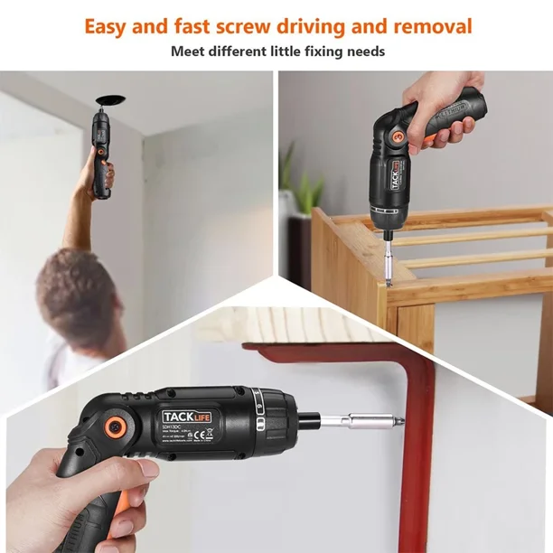 Tacklife 20V Cordless Electric Screwdriver with Home Tool Kit, 60pcs Home Repair Tool Accessories, PHK06B 