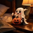 thumbnail image 6 of 4.4 Inch Friendly Ghost Holding Pumpkin Statue, Cute Resin Tabletop Decor, Indoor Ornament for Home Shelf and Halloween Holiday Party, 6 of 6