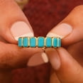 thumbnail image 5 of Octagon Cut Turquoise Full Eternity Engagement Ring, Stackable Thick Band Ring for Anniversary, December Birthstone Ring, Bezel Set Ring, 5 of 5