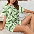 thumbnail image 4 of Logiee Green Cucumber1 Print Womens Pajamas Set,Short-Sleeve Pajama 2 Piece Sleepwear with Pockets-Large, 4 of 6