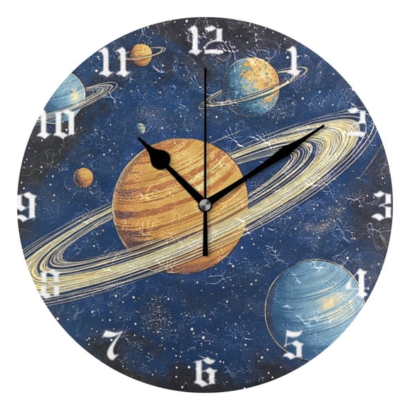 Wall Clock 10 Inch Battery Operated Clocks Living Room Decor, Silent Non-Ticking for Living Room Home Kitchen office Planet