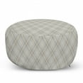 thumbnail image 1 of Grey Plaid Pouf Cover with Zipper, Scandinavian Tartan Pattern Plain and Neutral Repeated Illustration, Soft Decorative Fabric Unstuffed Case, 30" W X 17.3" L, Pearl and Eggshell, by Ambesonne, 1 of 5