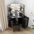 thumbnail image 2 of TEQIN Vanity Desk with Mirror and Lights, White Makeup Vanity Table with Charging Station，LBedroom Dressing Table with Stool and 5 Rotating Drawers, 3 Lighting Modes Brightness Adjustable, 2 of 8